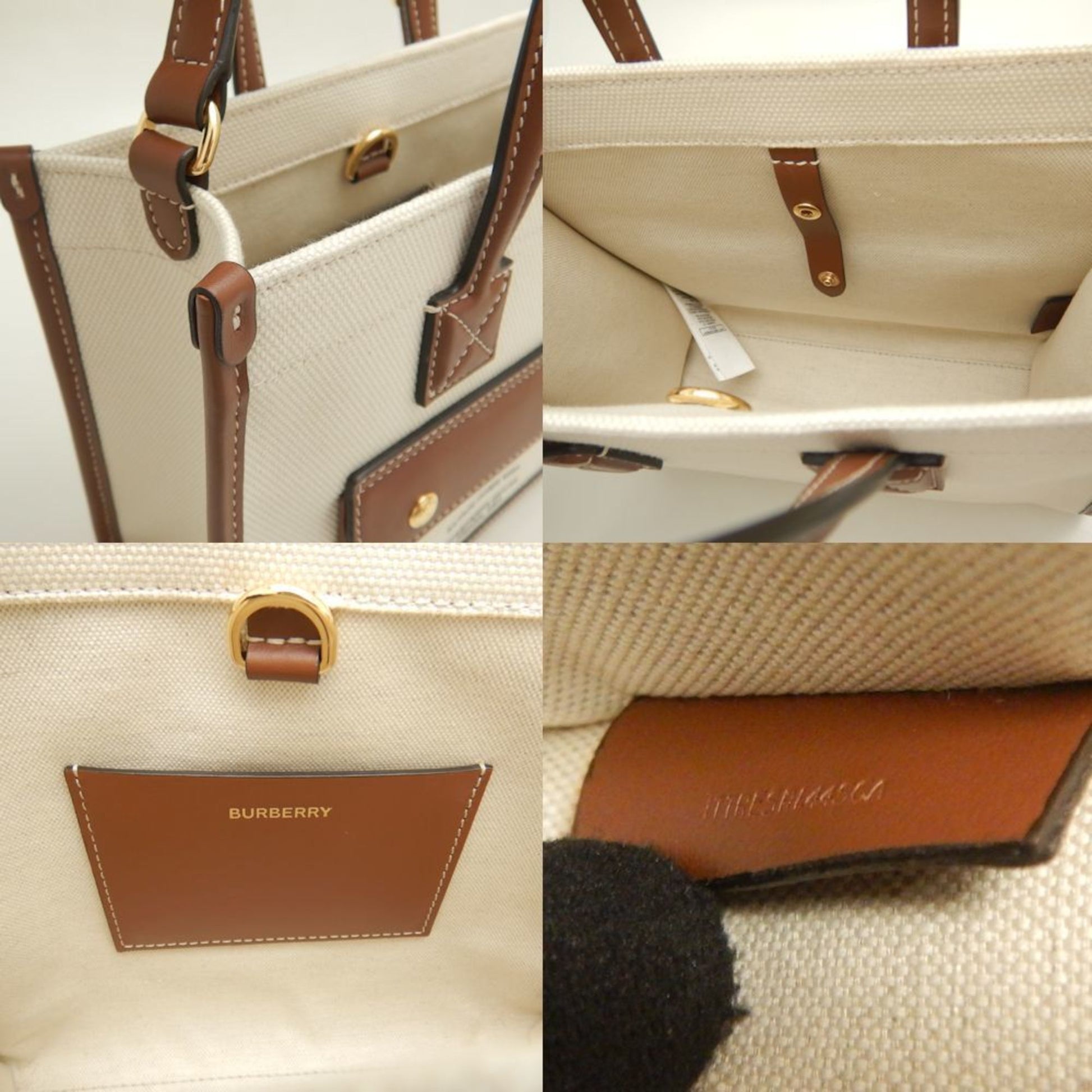 Burberry Freya, Beige, Canvas, tote