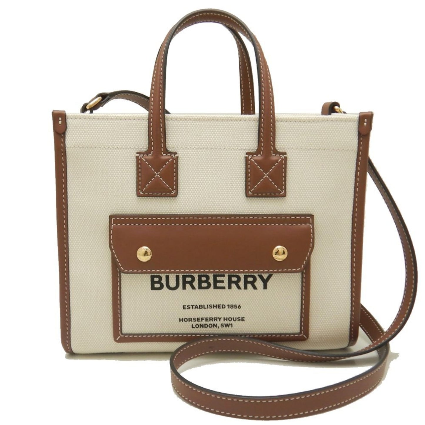 Burberry Freya, Beige, Canvas, tote