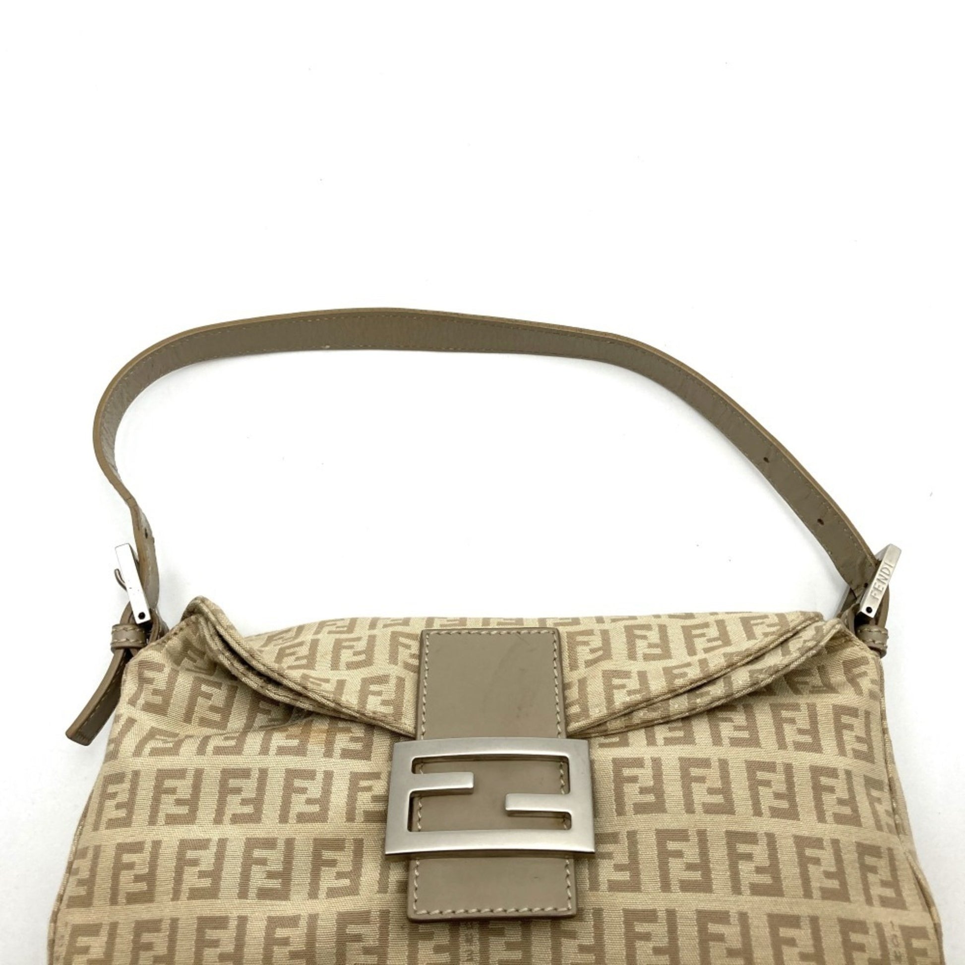 Fendi Mamma Baguette, Beige, Canvas, handbag