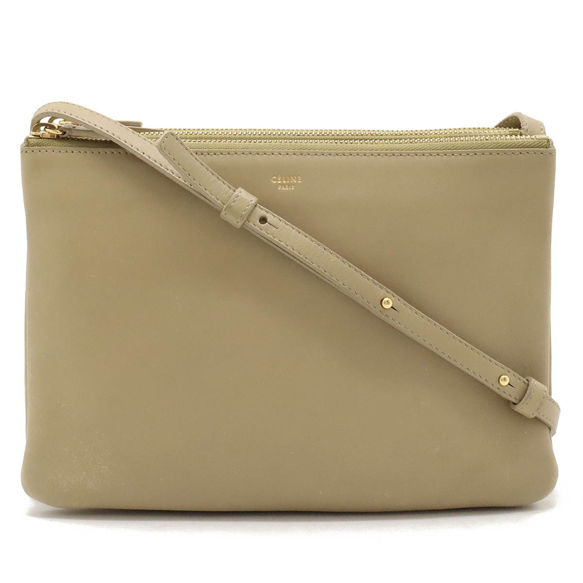 Céline Trio, Beige, Leather, shoulder