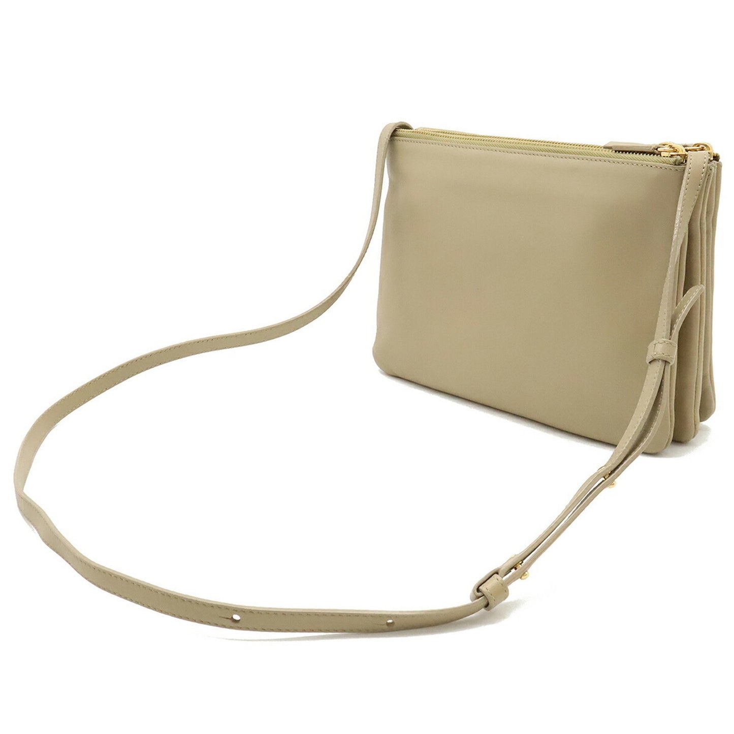 Céline Trio, Beige, Leather, shoulder