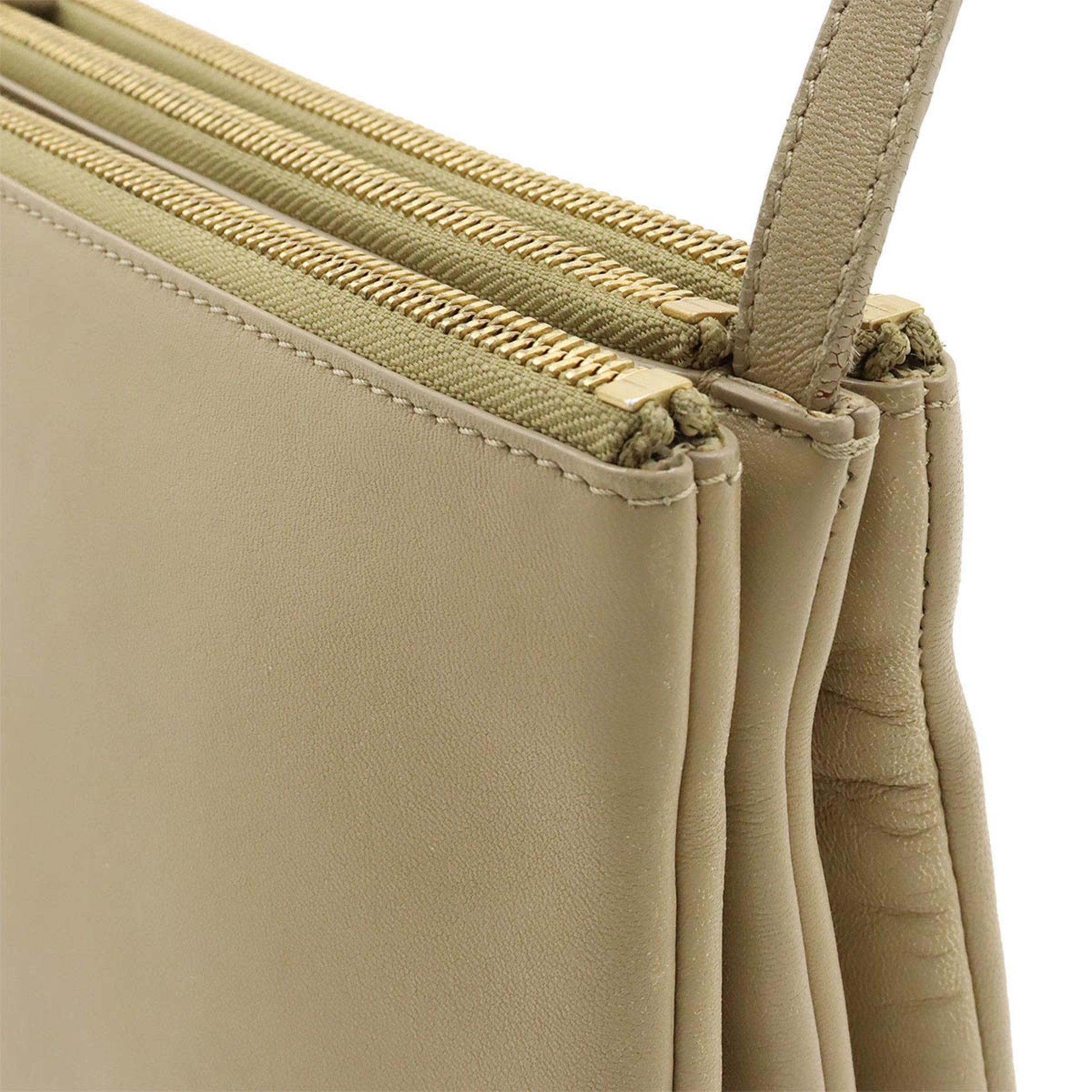 Céline Trio, Beige, Leather, shoulder