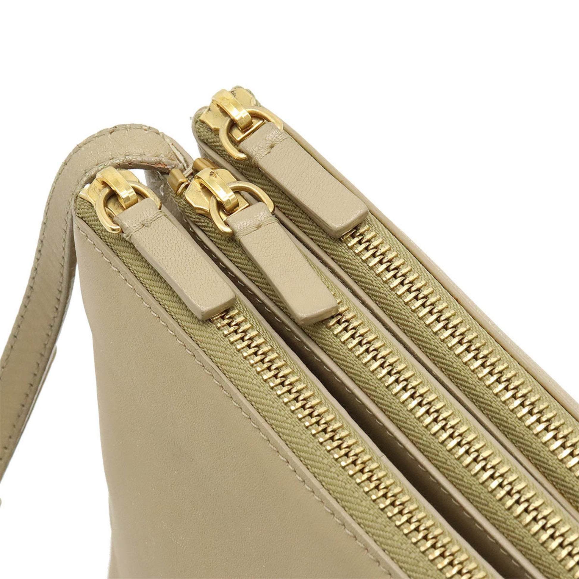 Céline Trio, Beige, Leather, shoulder