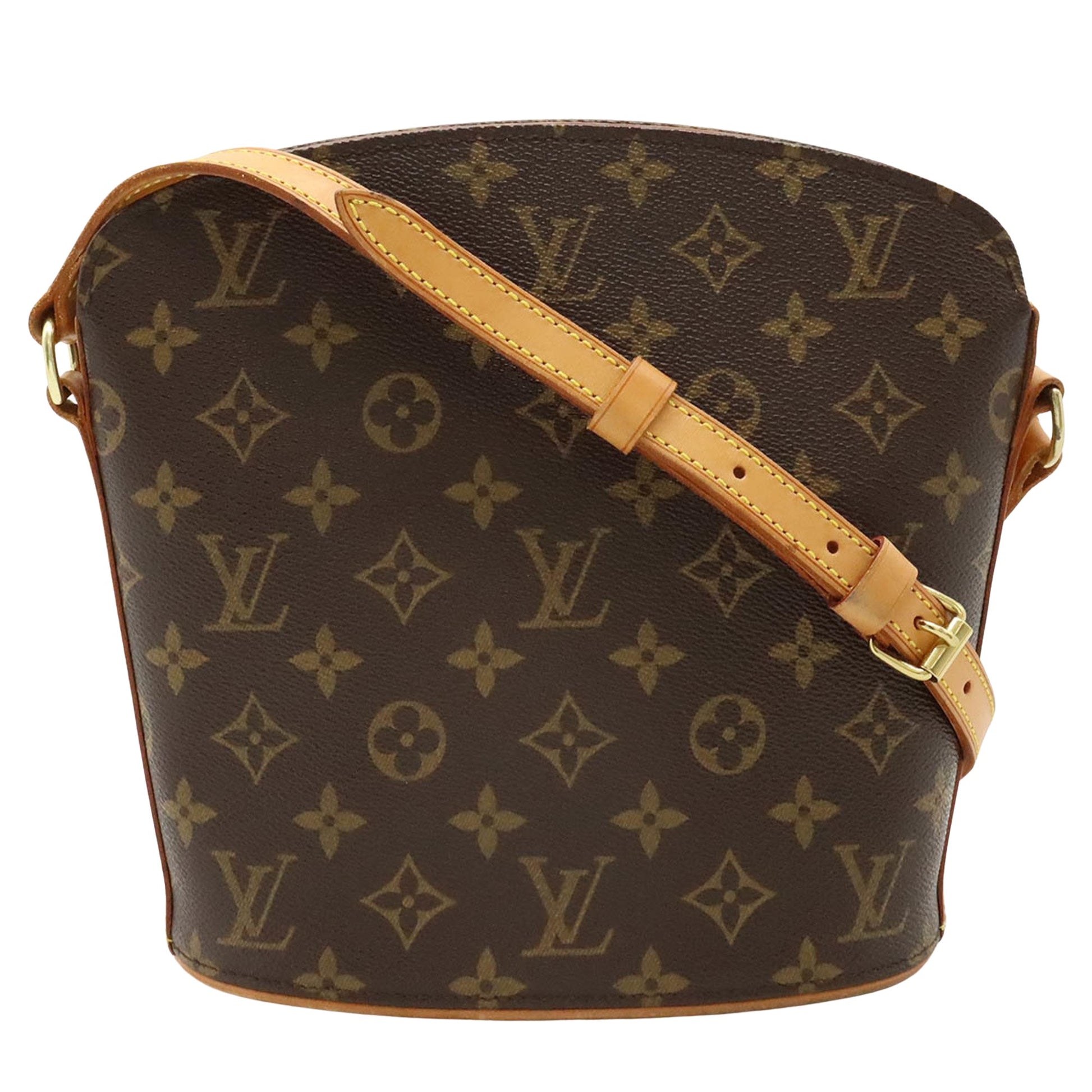 Louis Vuitton Drouot, Brown, Canvas, shoulder