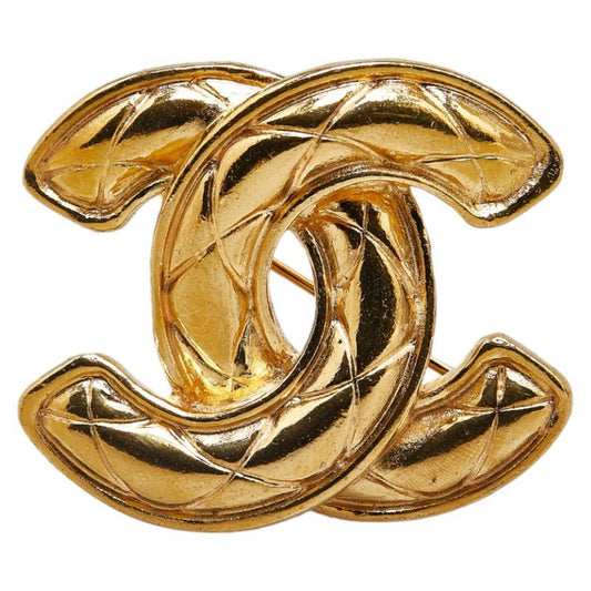 Chanel Logo CC, Gold, Gold Plated, brooch