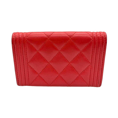 Chanel Boy, Red, Leather, wallet