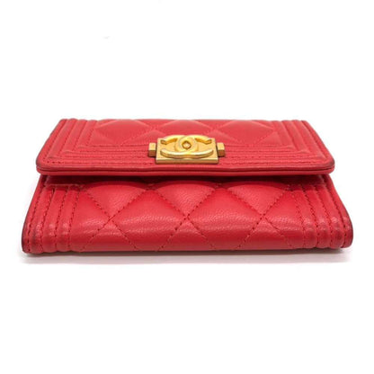 Chanel Boy, Red, Leather, wallet