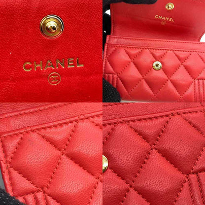 Chanel Boy, Red, Leather, wallet