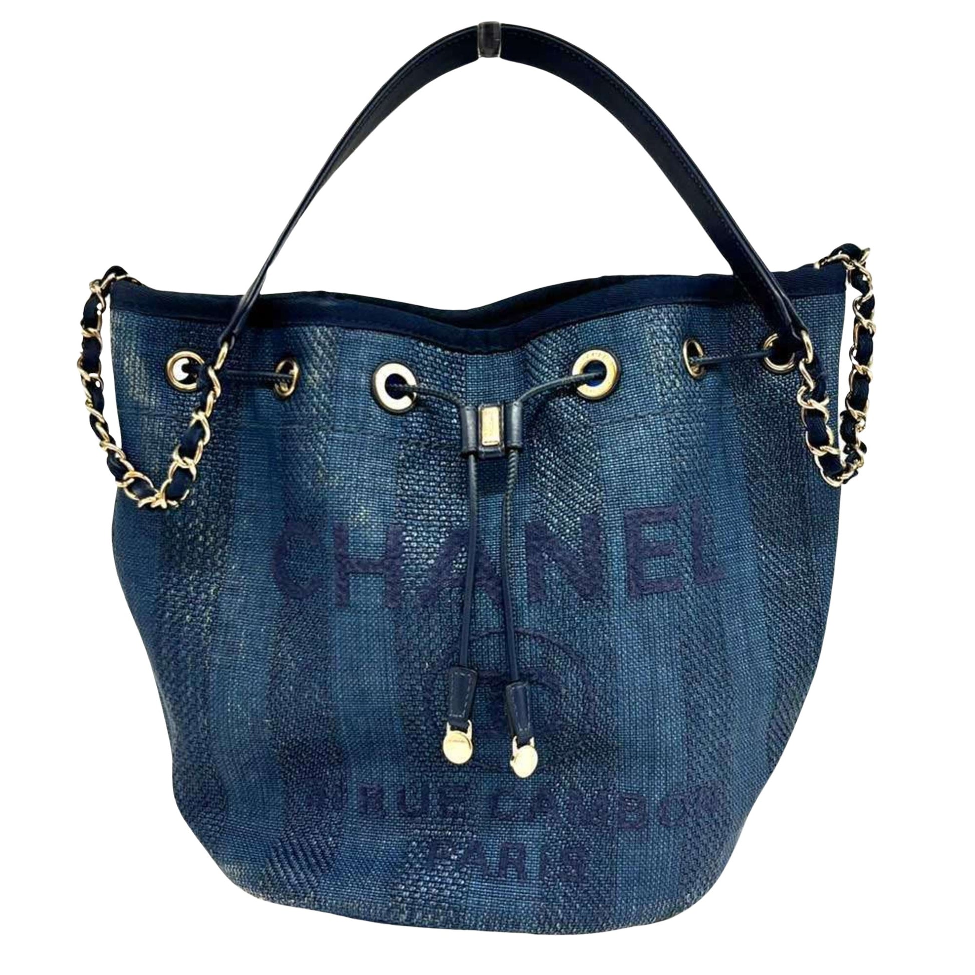 Chanel Deauville, Blue, Leather, tote