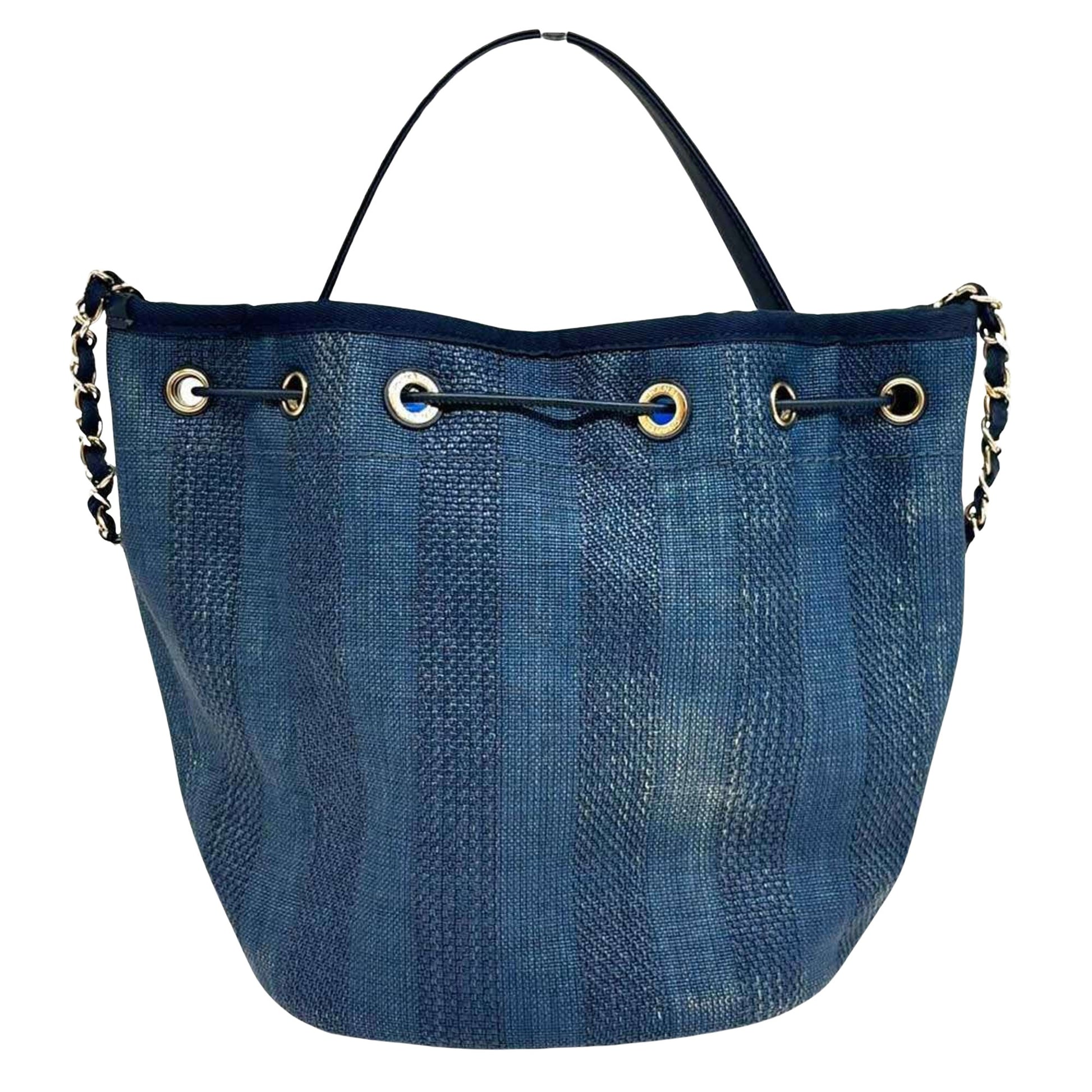 Chanel Deauville, Blue, Leather, tote