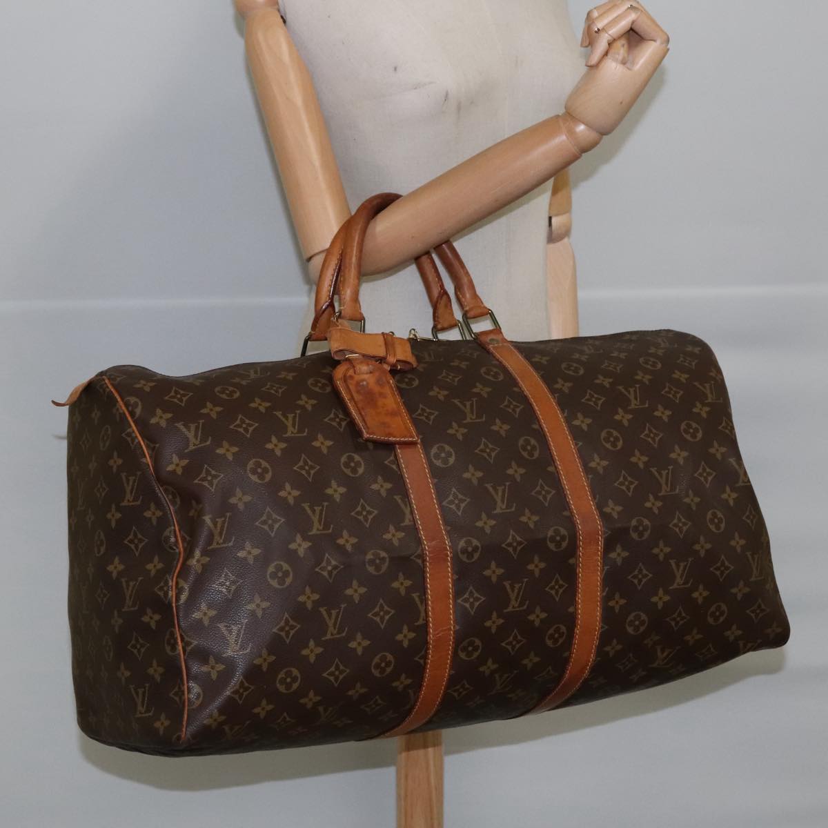 Louis Vuitton Keepall 55, Brown, Canvas, travel