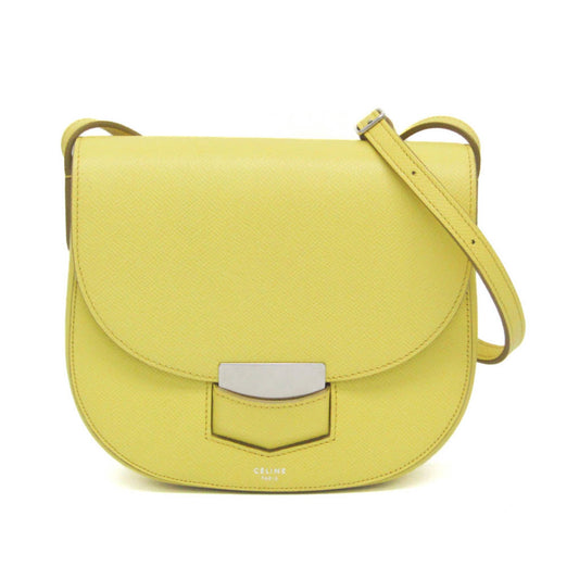 Céline Trotteur, Yellow, Leather, shoulder