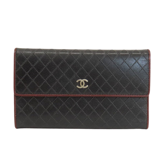 Chanel Matelassé, Black, Leather, wallet