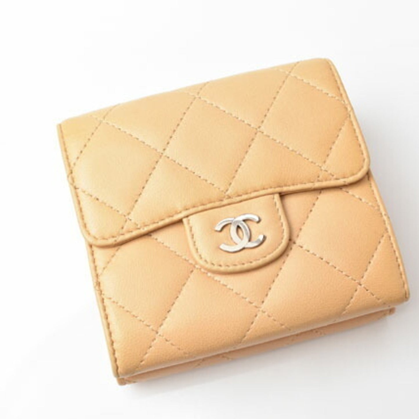 Chanel Timeless, Beige, Leather, wallet