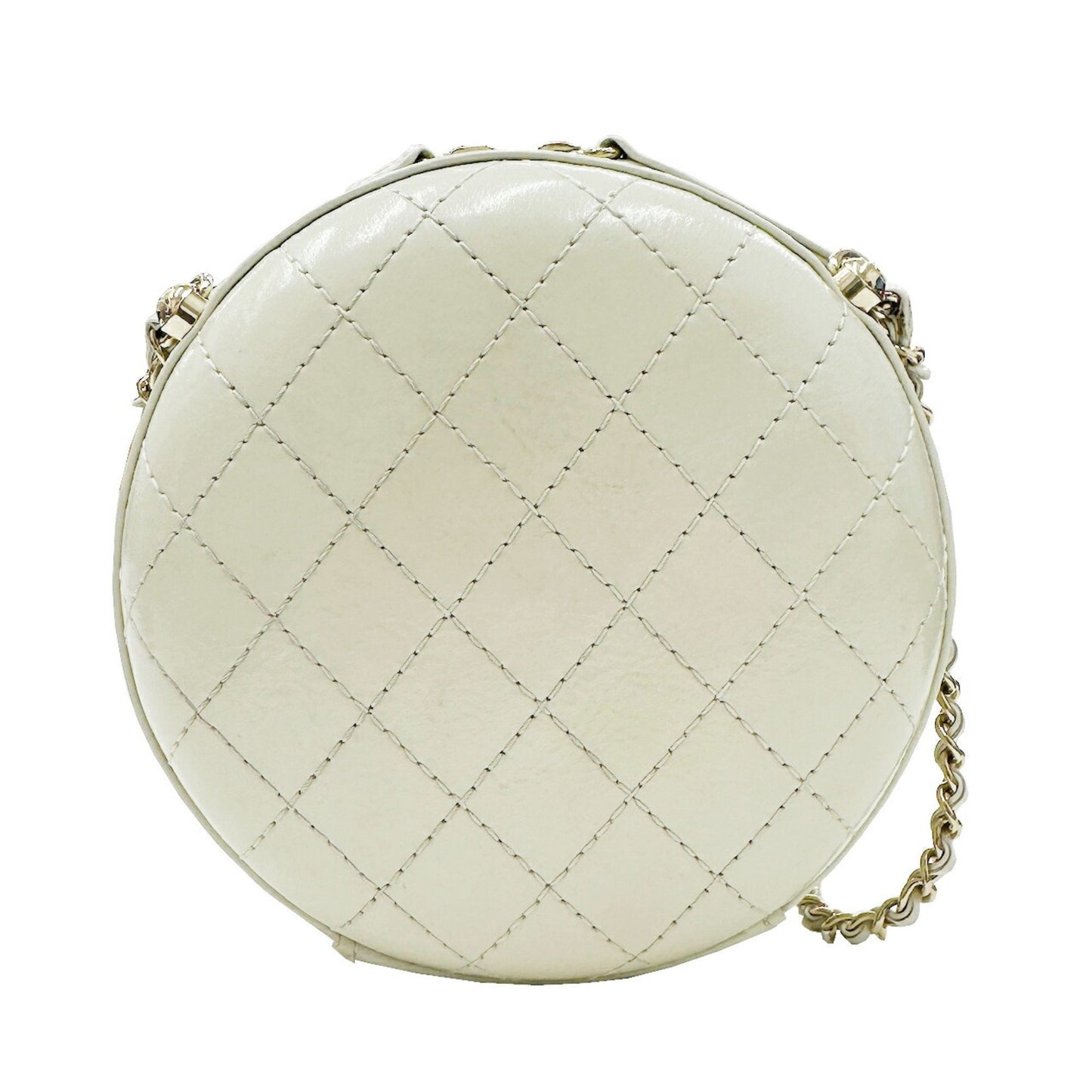 Chanel Matelassé, White, Leather, shoulder