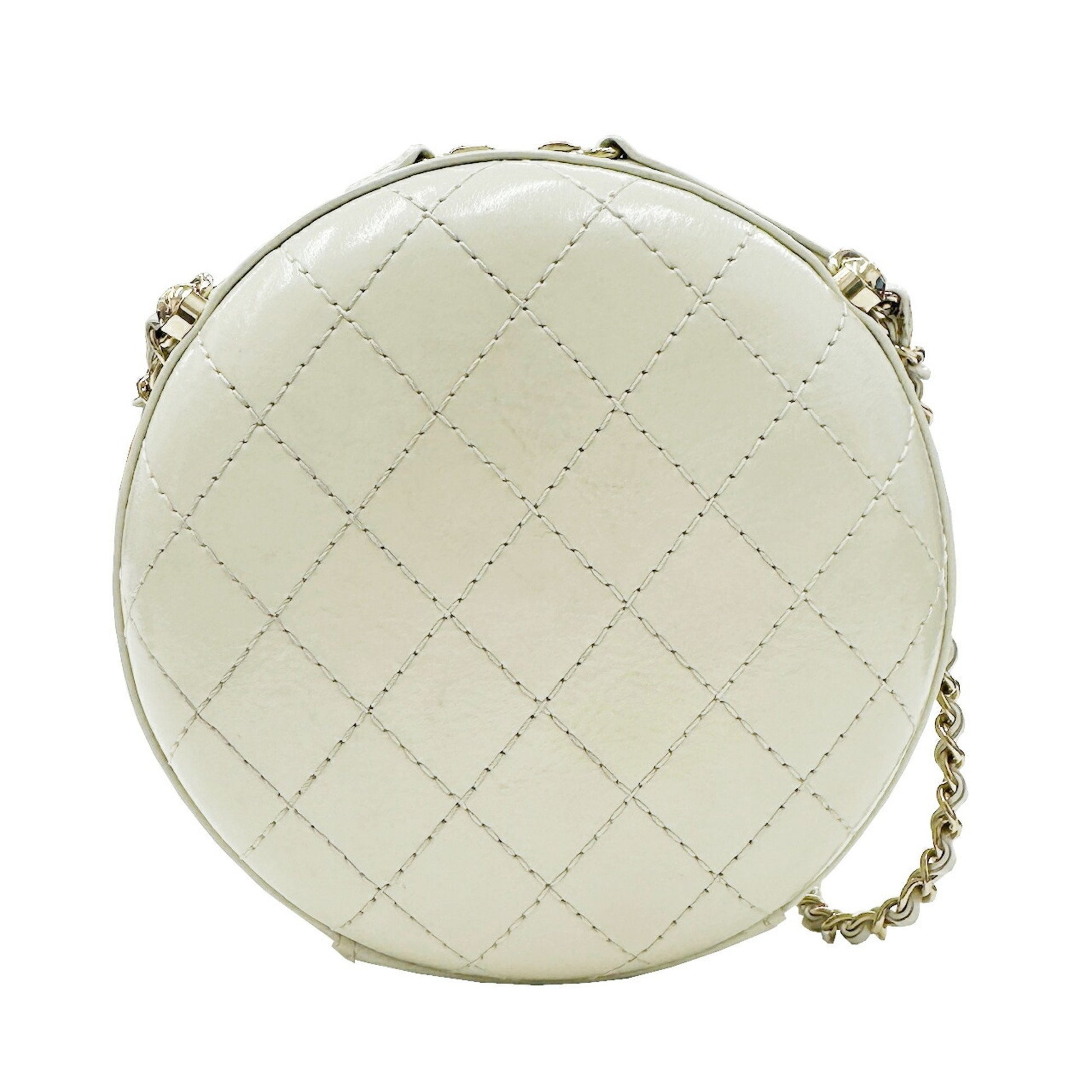 Chanel Matelassé, White, Leather, shoulder