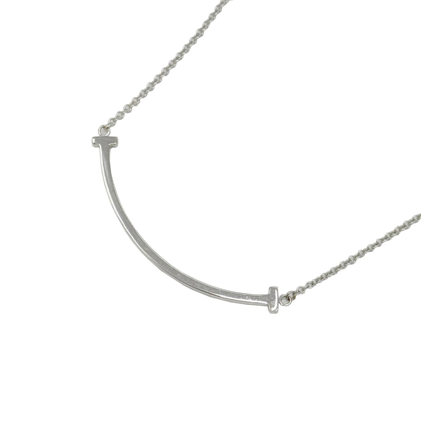 Tiffany & Co T Smile, Silver, White Gold, necklace