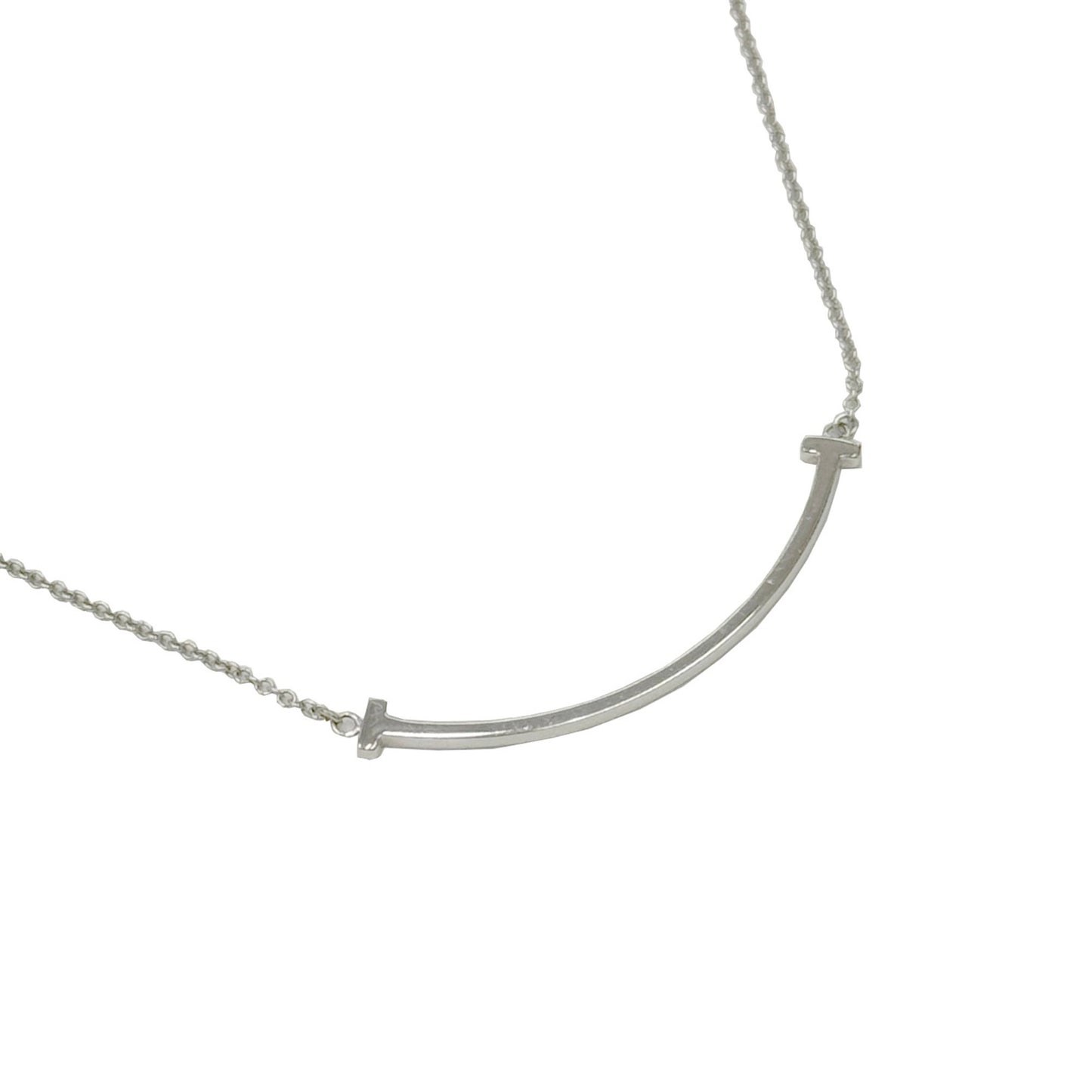 Tiffany & Co T Smile, Silver, White Gold, necklace