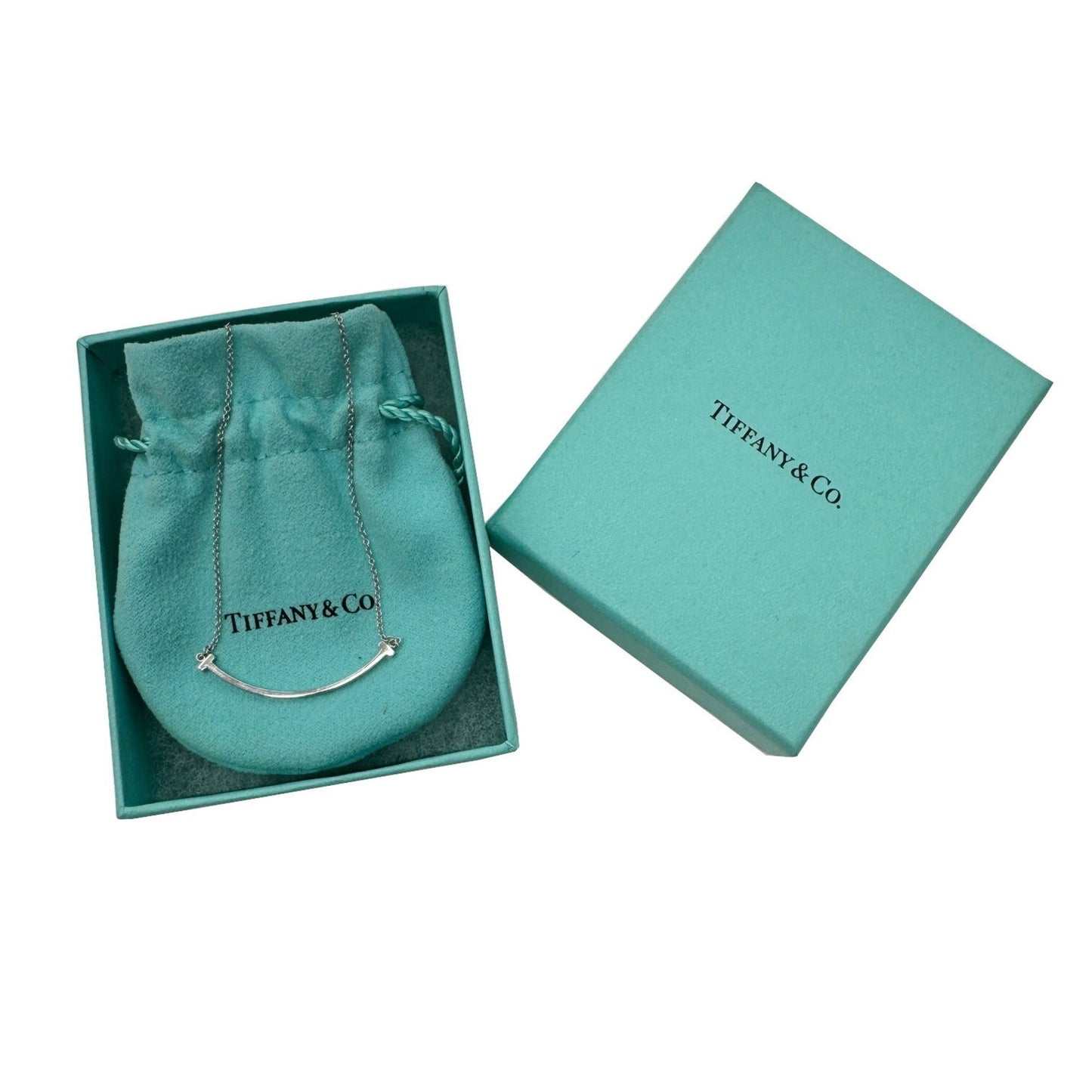 Tiffany & Co T Smile, Silver, White Gold, necklace