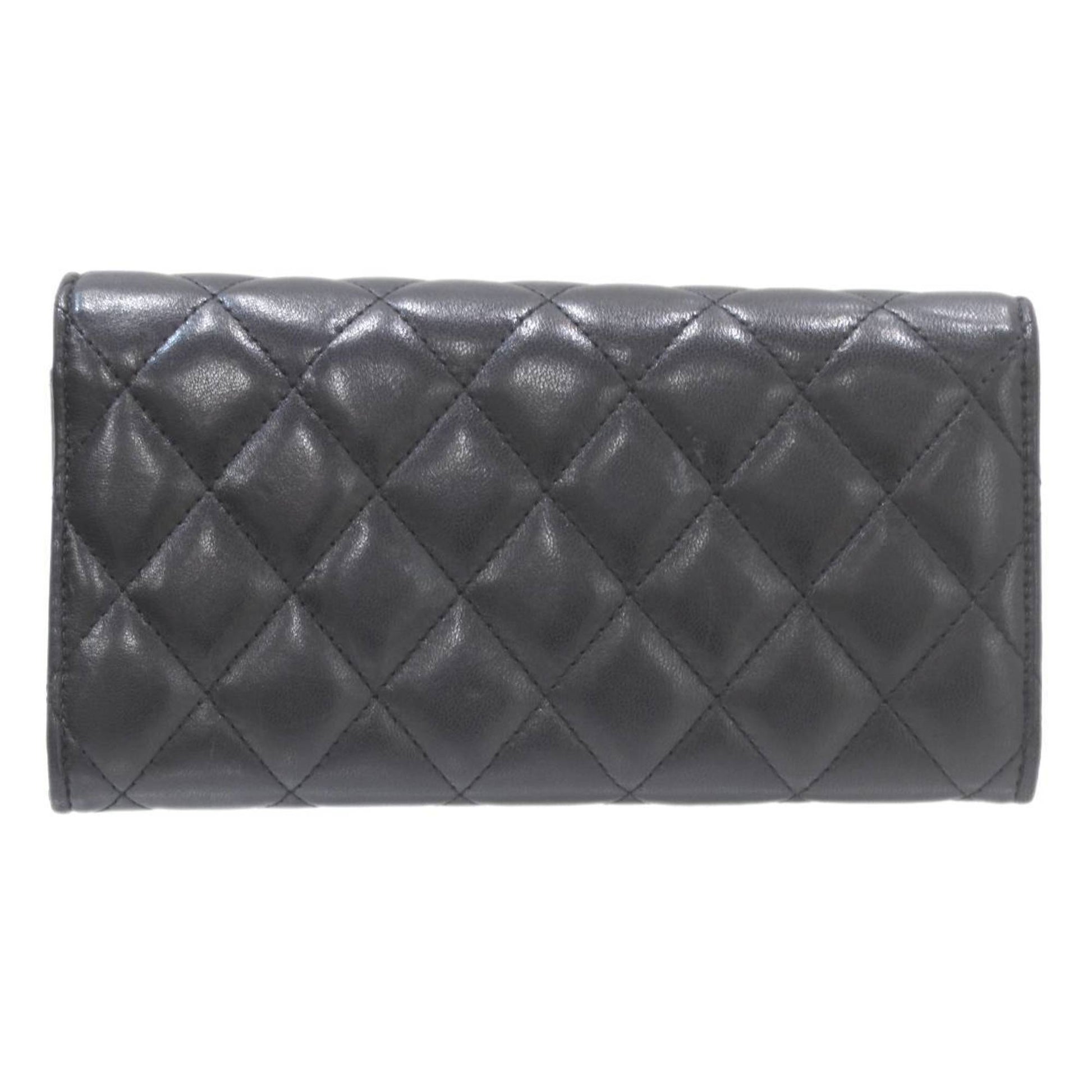 Chanel Matelassé, Black, Leather, wallet