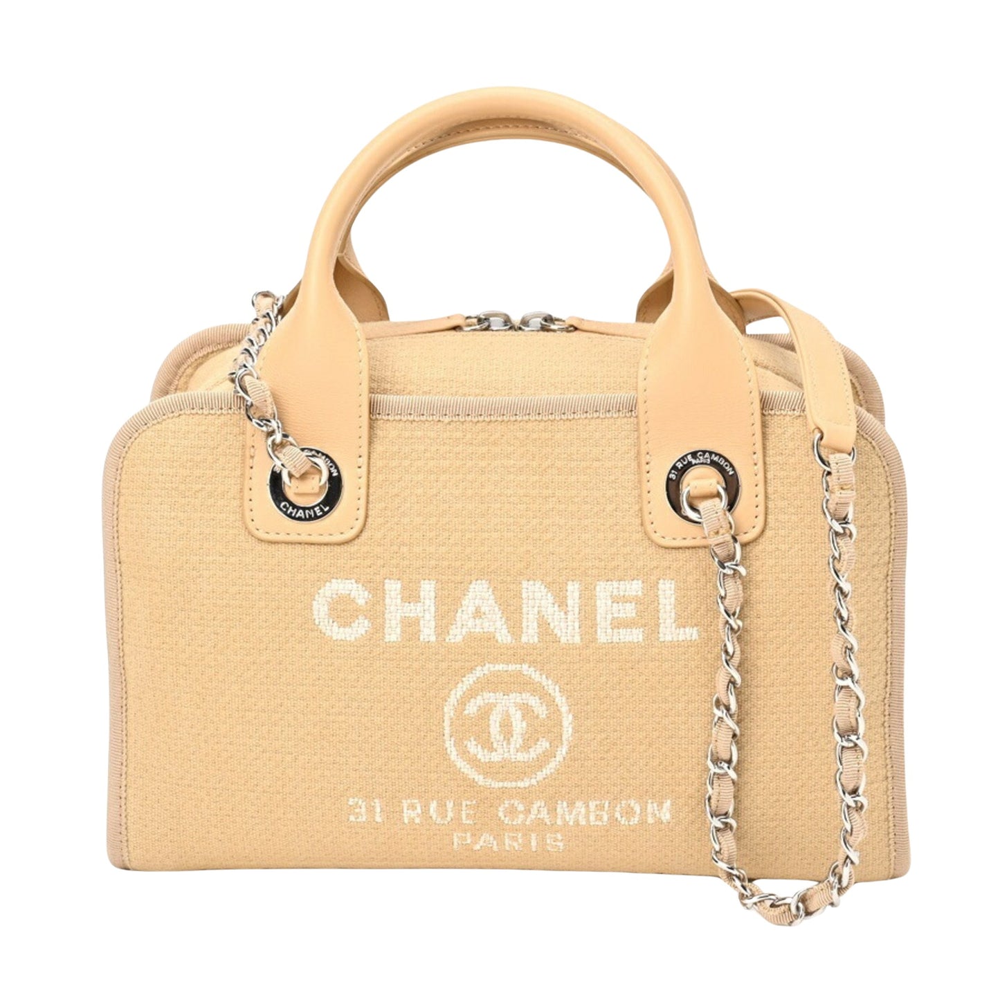 Chanel Deauville, Beige, Canvas, handbag