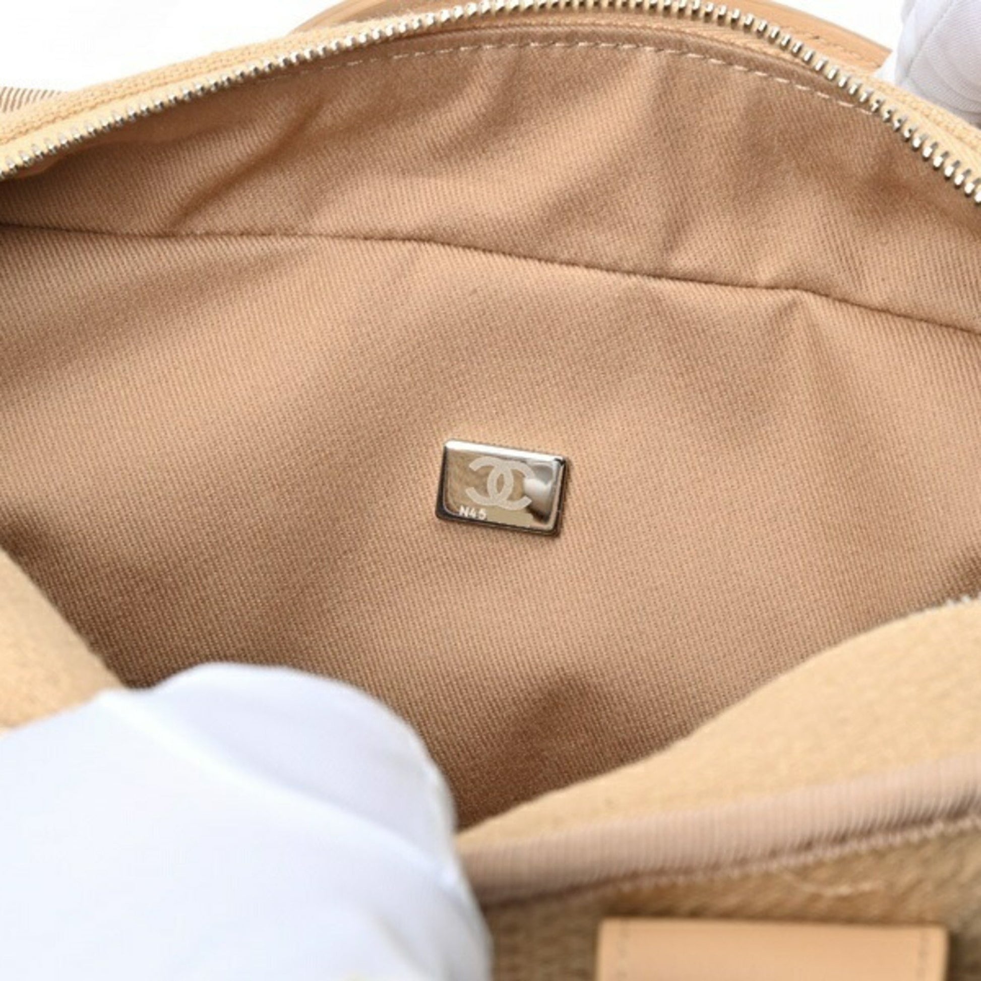 Chanel Deauville, Beige, Canvas, handbag