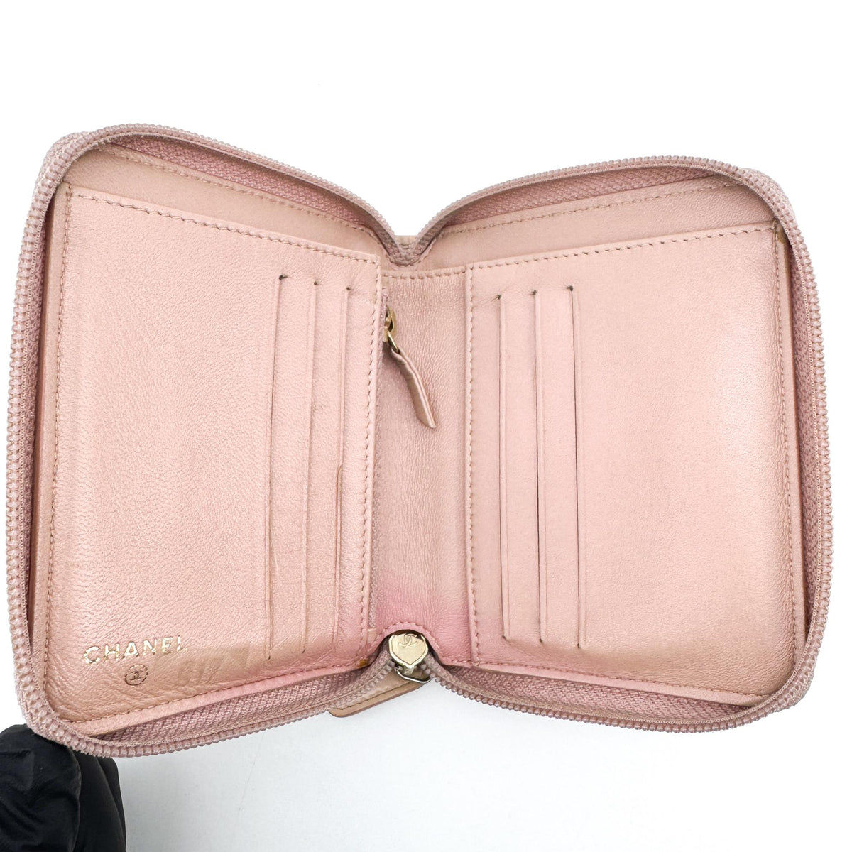 Chanel Boy Zip Around Quilted Patent, Pink, Patent Leather, Wallet
