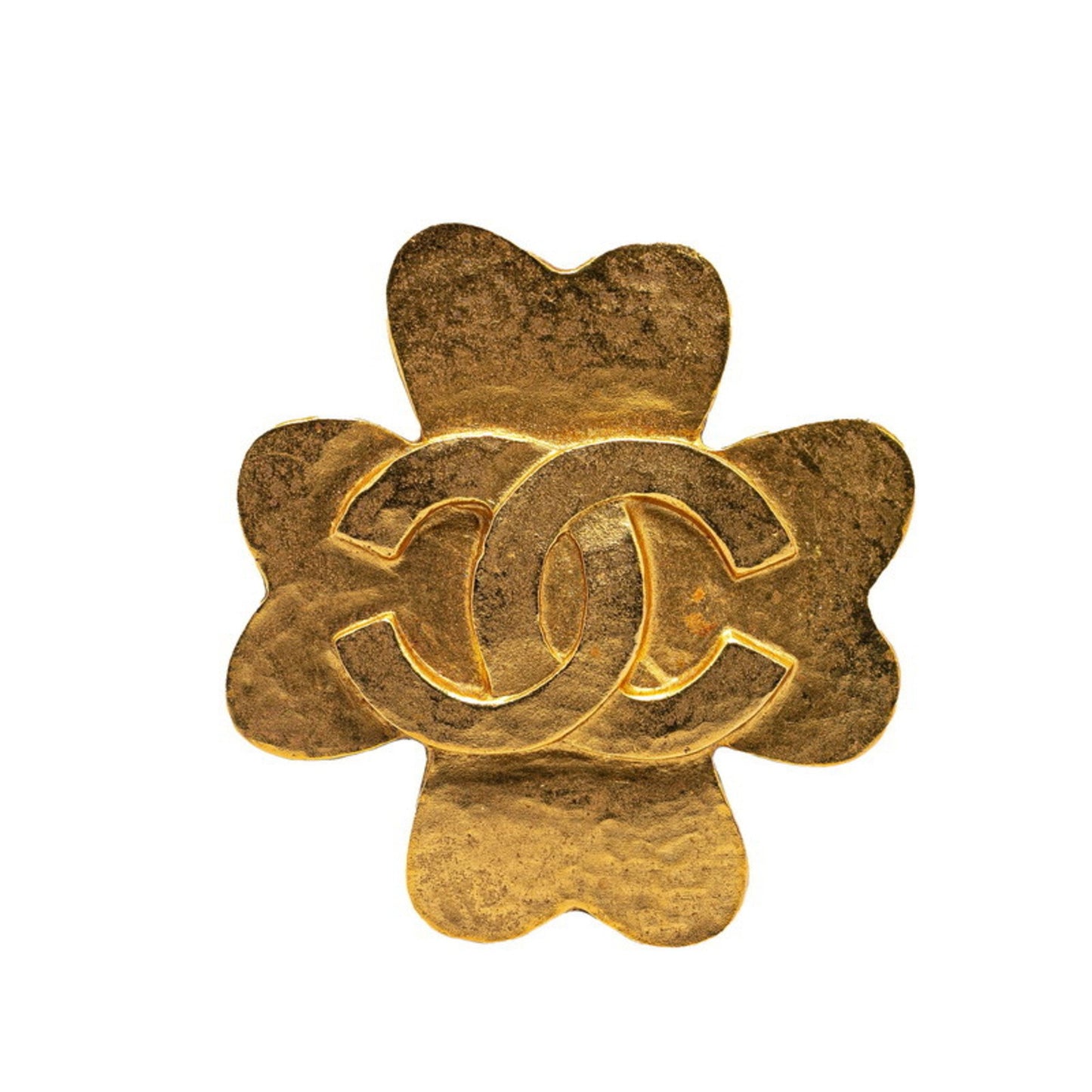 Chanel Clover, Gold, Gold Plated, brooch