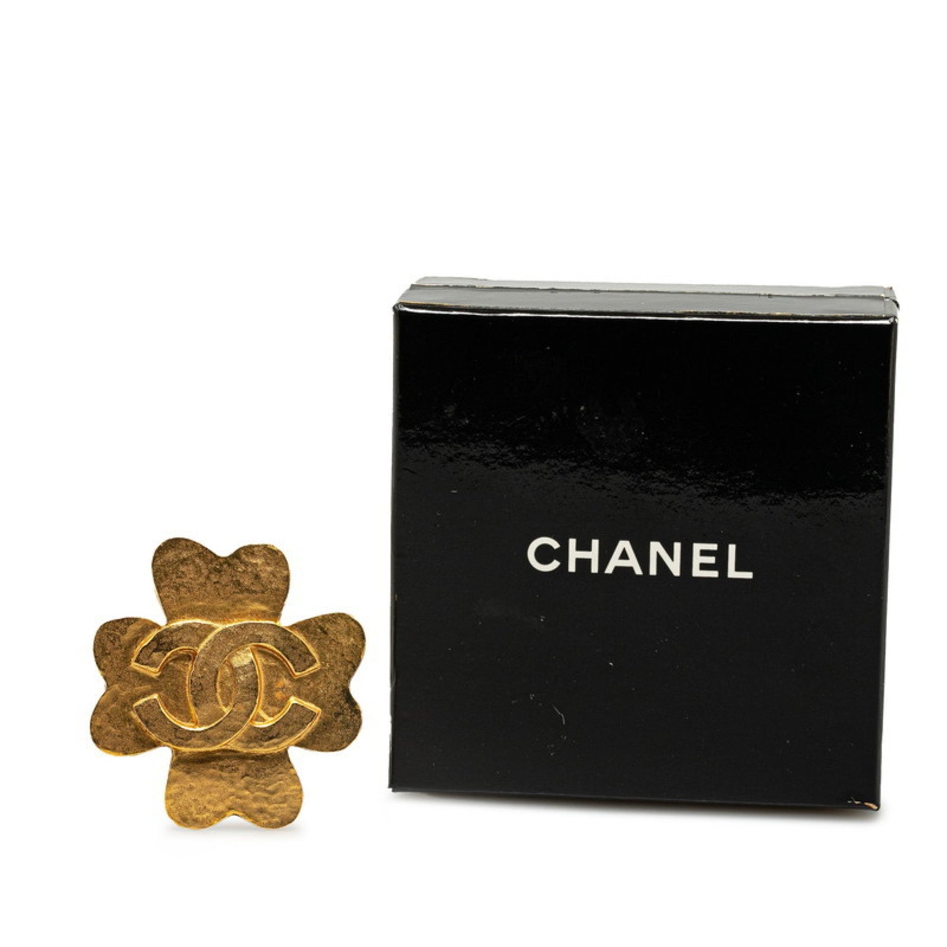 Chanel Clover, Gold, Gold Plated, brooch