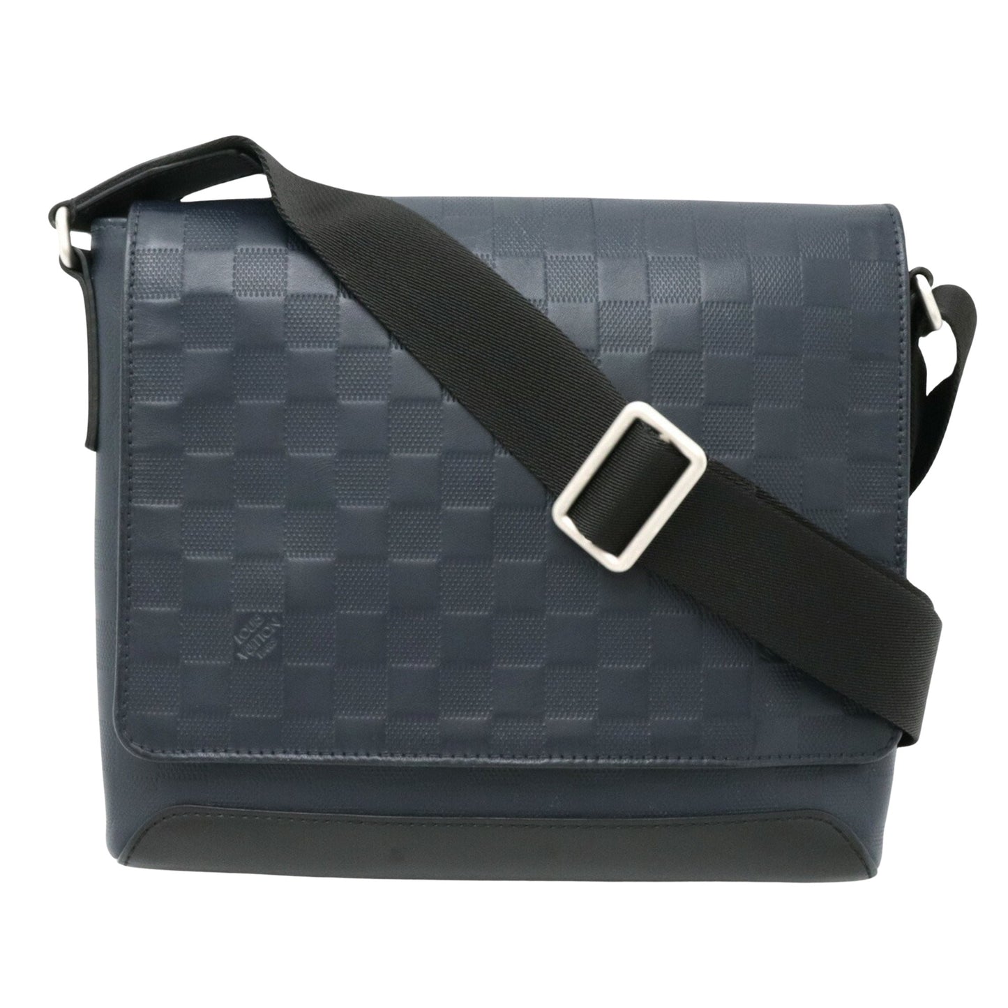 Louis Vuitton District, Navy, Leather, shoulder