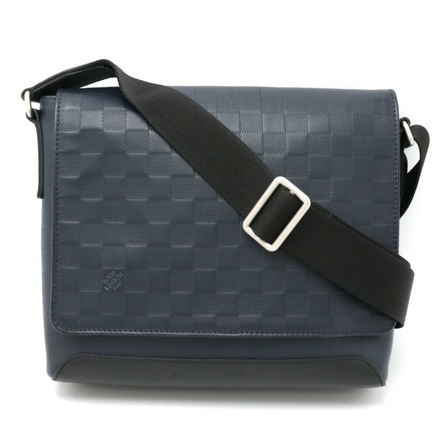 Louis Vuitton District, Navy, Leather, shoulder