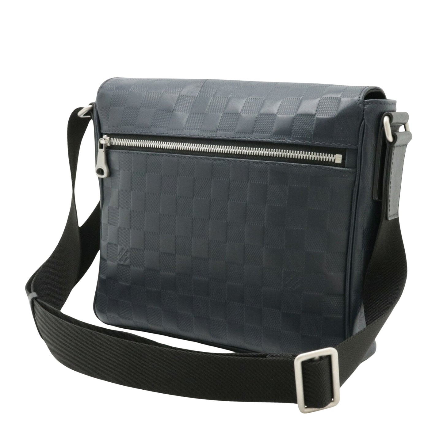 Louis Vuitton District, Navy, Leather, shoulder