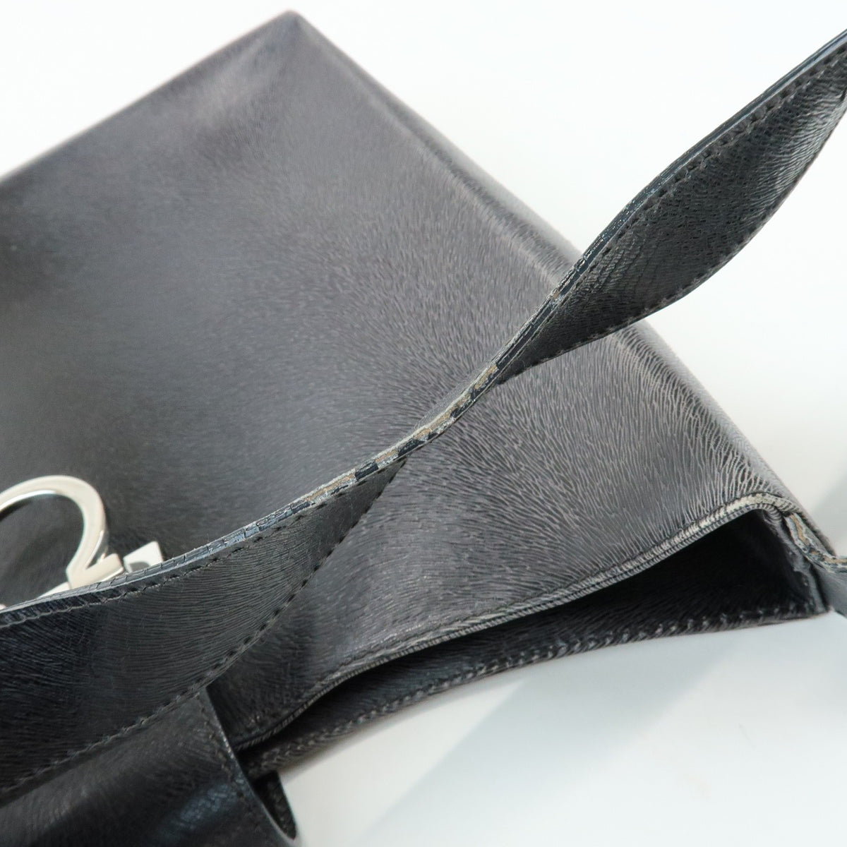 Salvatore Ferragamo Gancio Flap Hobo Leather, Black, Leather, Shoulder Bag