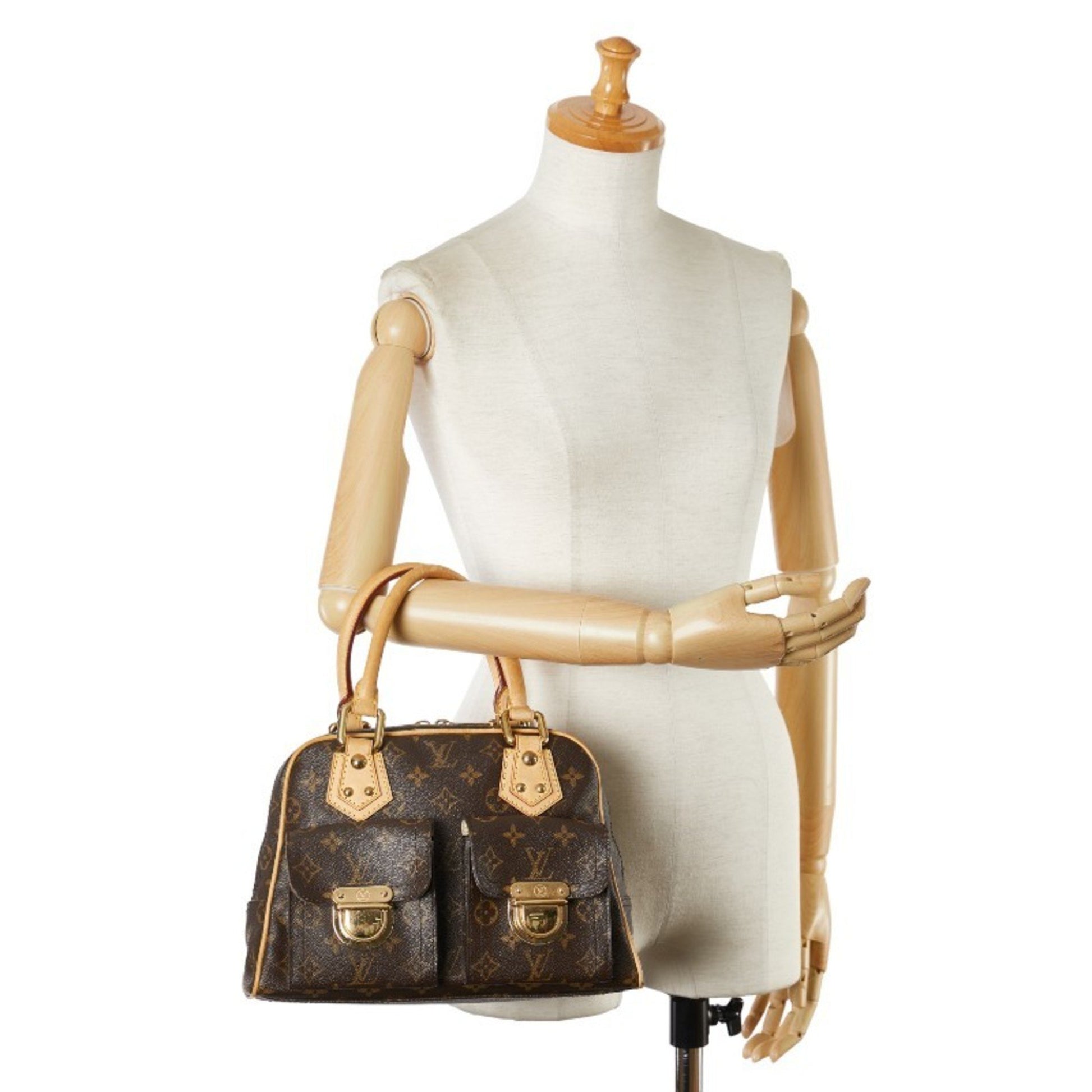 Louis Vuitton Manhattan PM, Brown, Canvas, handbag