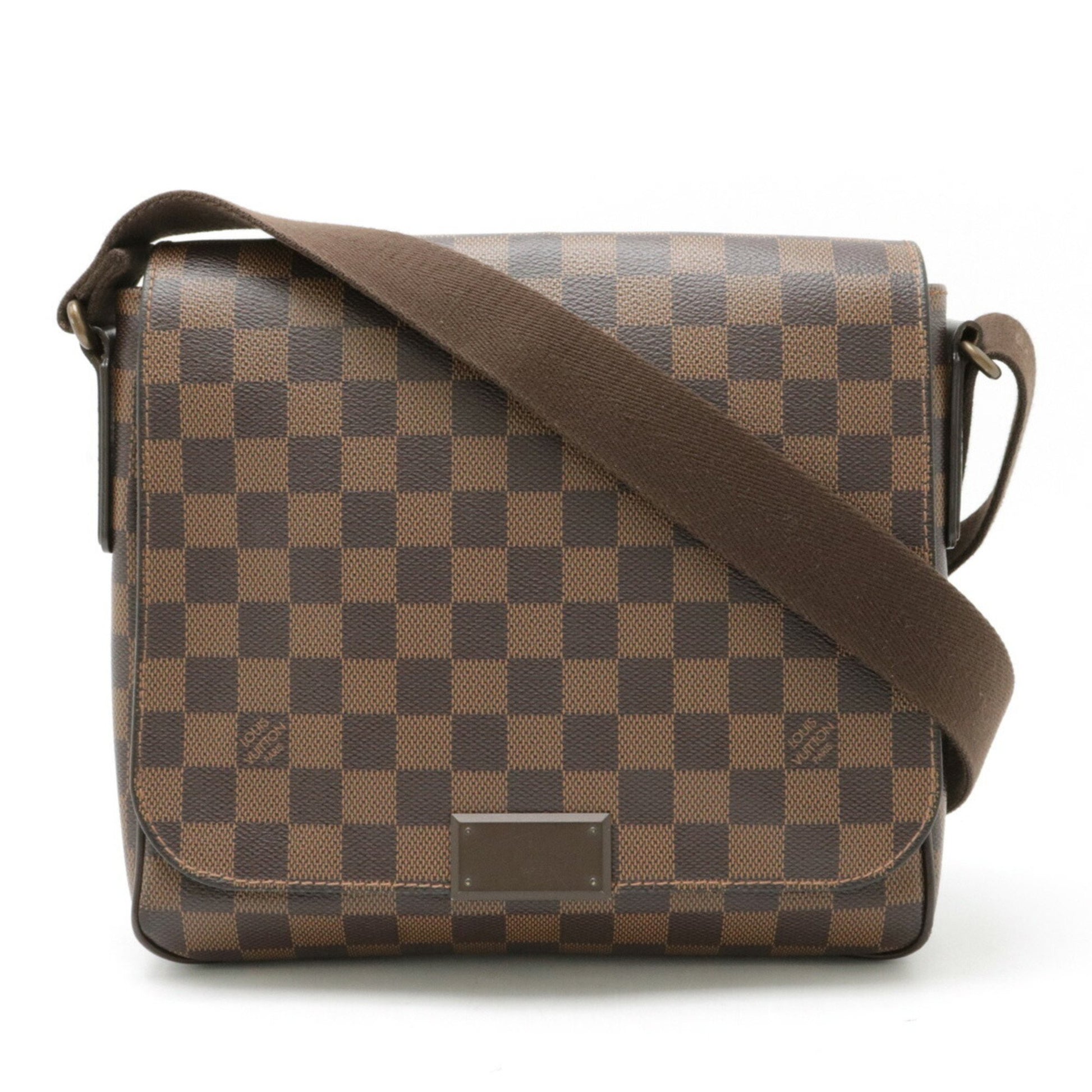 Louis Vuitton District, Brown, Canvas, shoulder