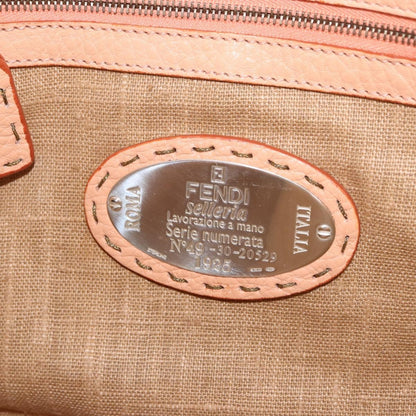 Fendi Selleria Carla Leather, Orange, Leather, Tote Bag