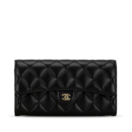 Chanel Timeless, Black, Leather, wallet