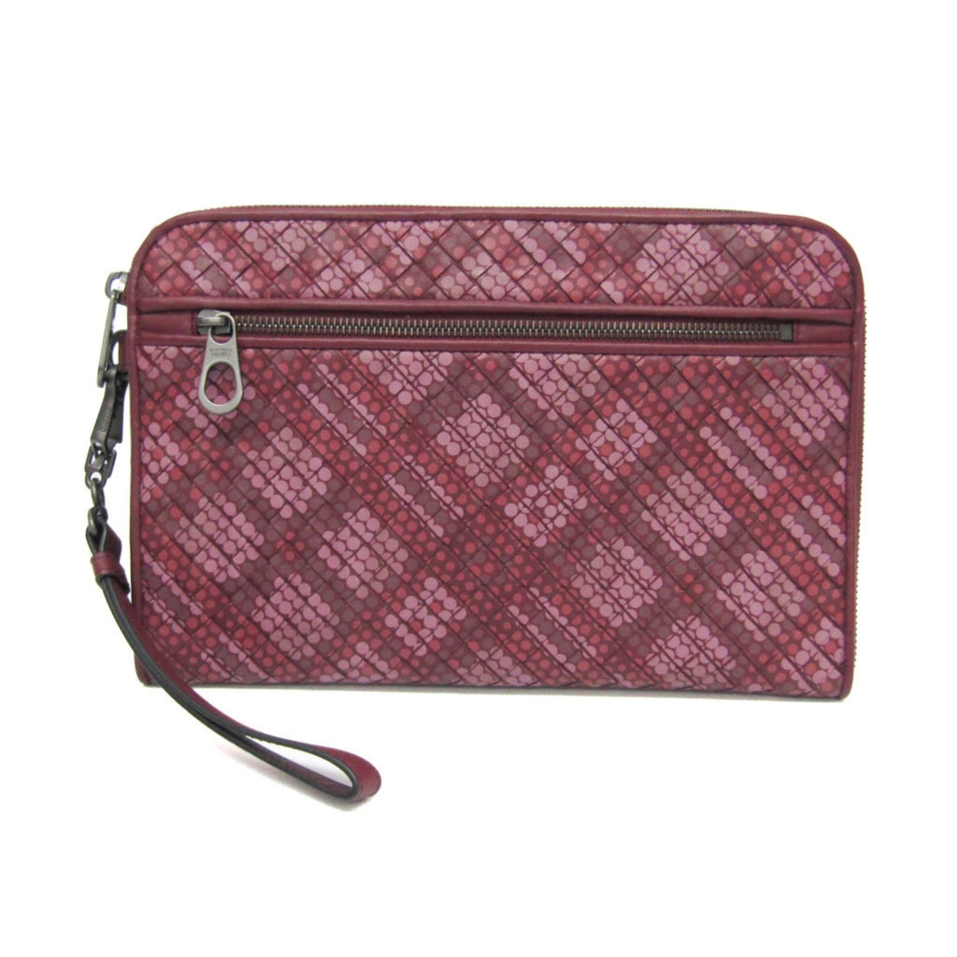 Bottega Veneta Intrecciato, Burgundy, Leather, clutch