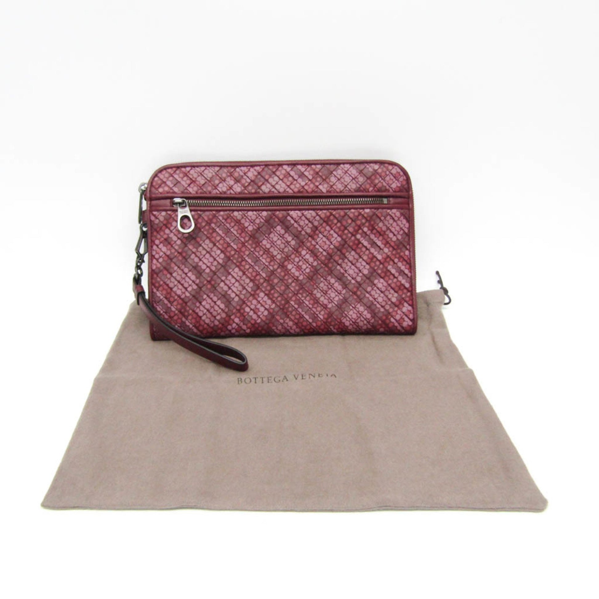 Bottega Veneta Intrecciato, Burgundy, Leather, clutch