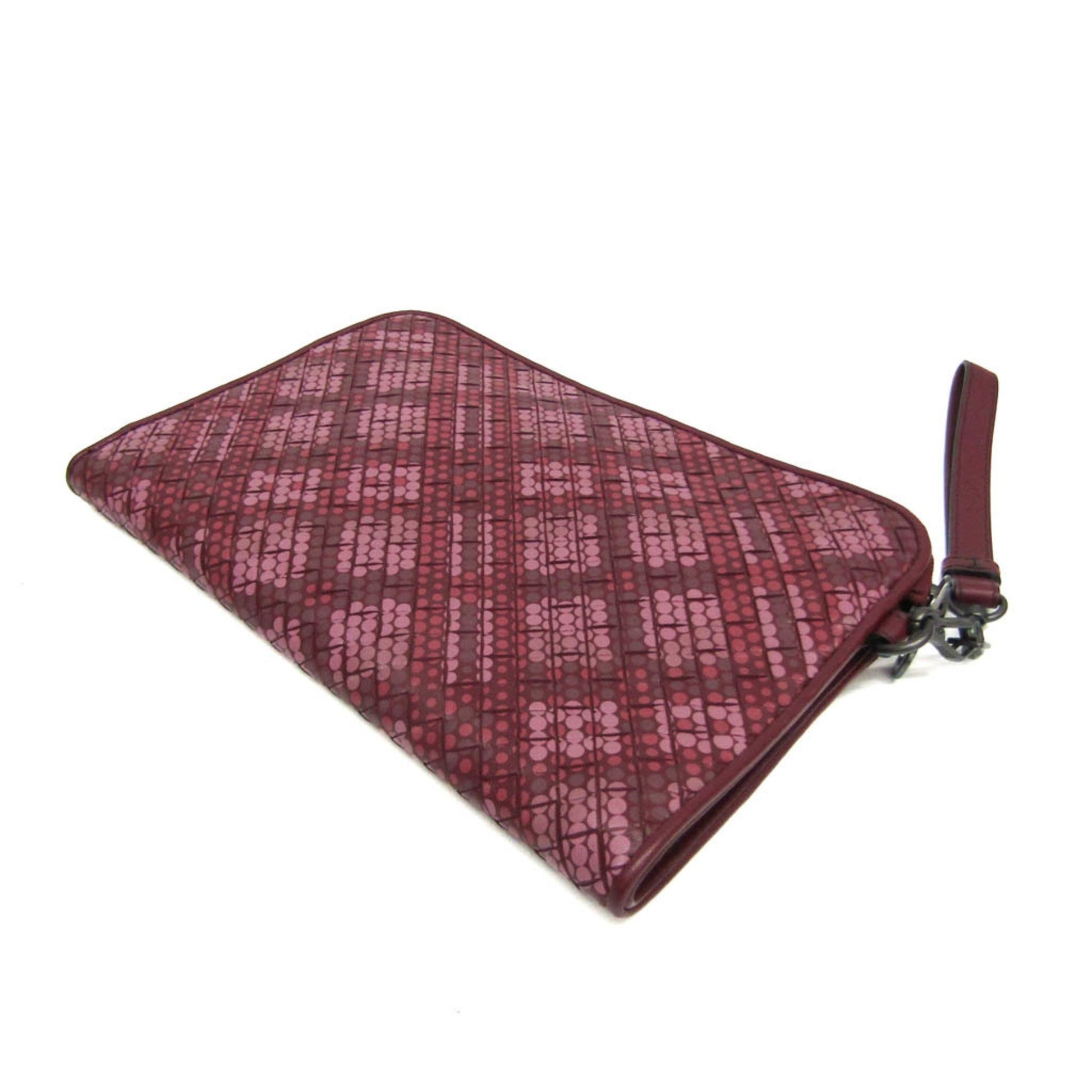 Bottega Veneta Intrecciato, Burgundy, Leather, clutch