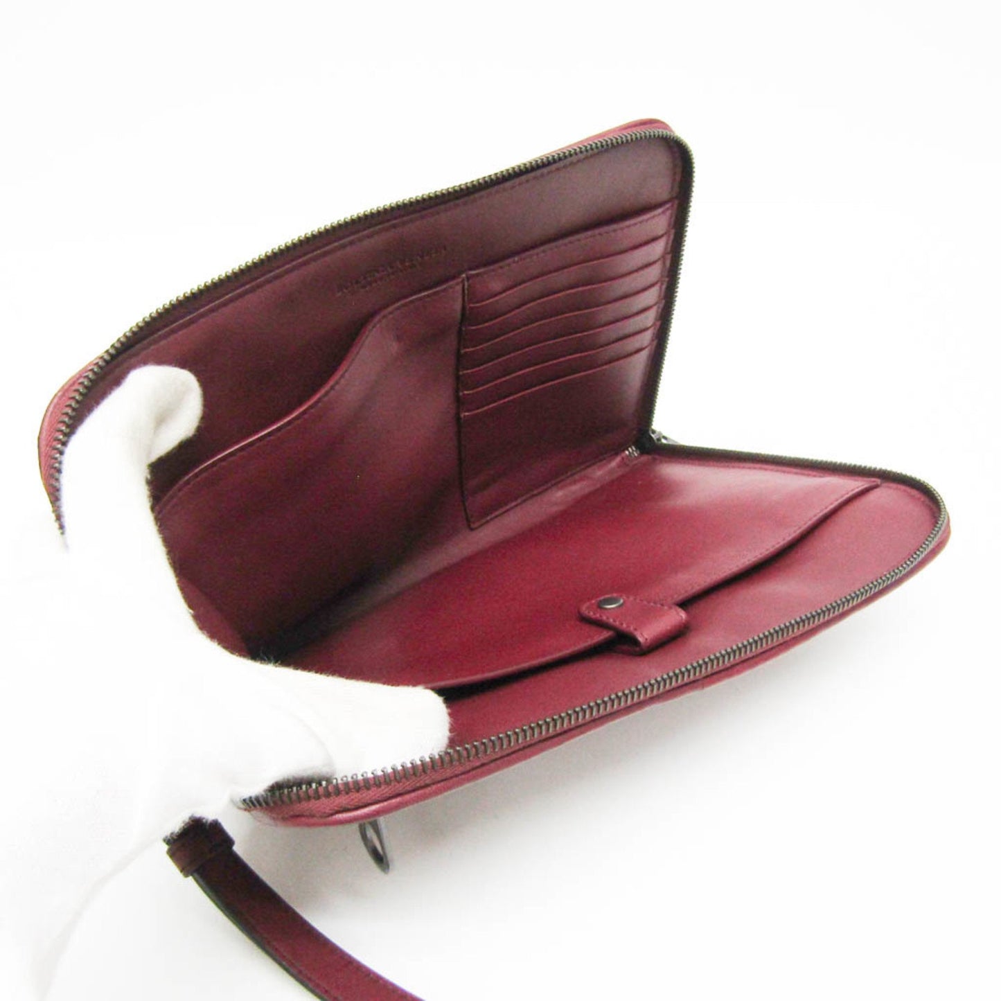 Bottega Veneta Intrecciato, Burgundy, Leather, clutch