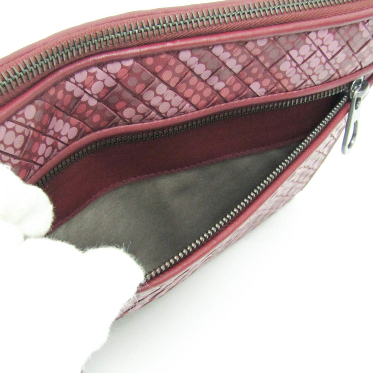 Bottega Veneta Intrecciato, Burgundy, Leather, clutch