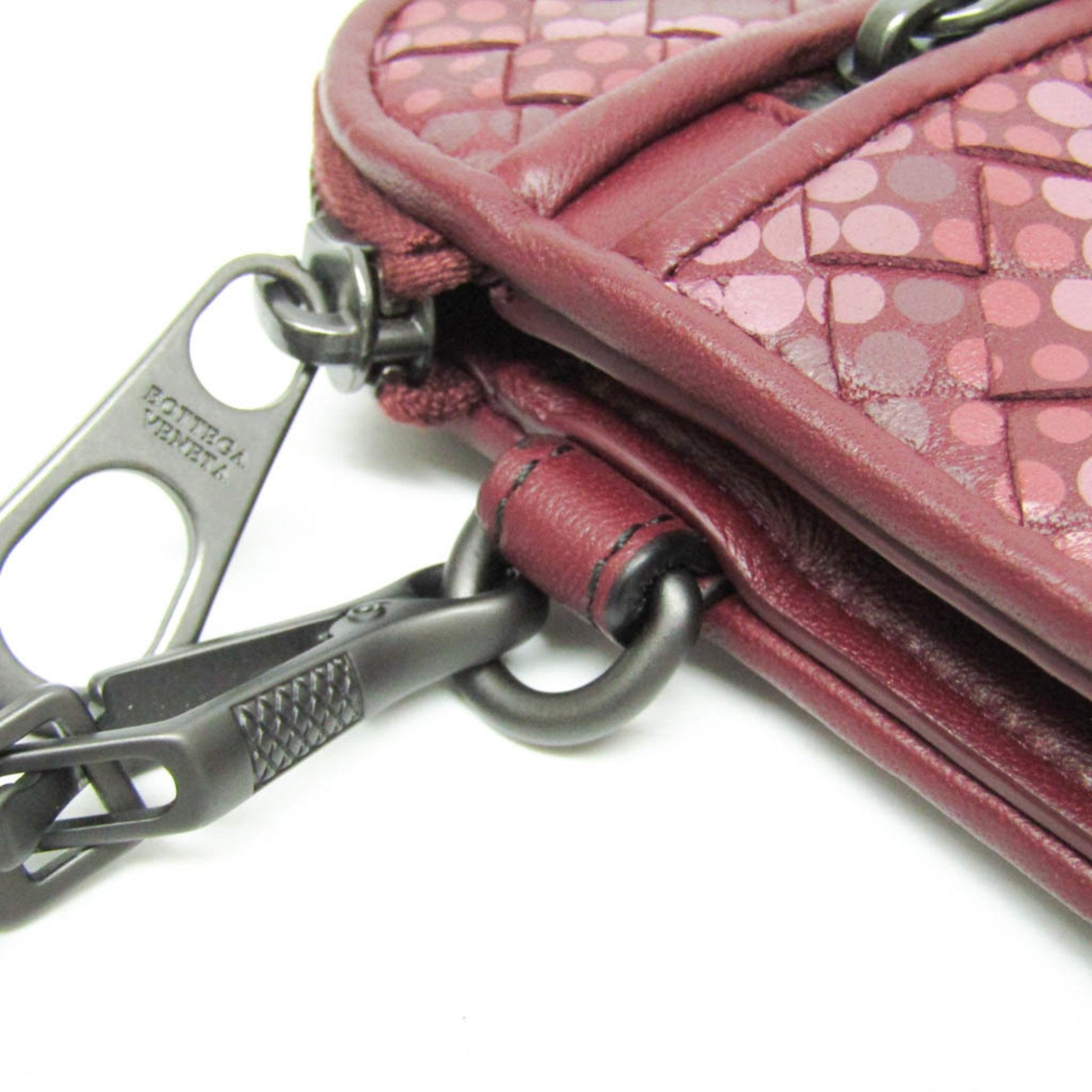 Bottega Veneta Intrecciato, Burgundy, Leather, clutch