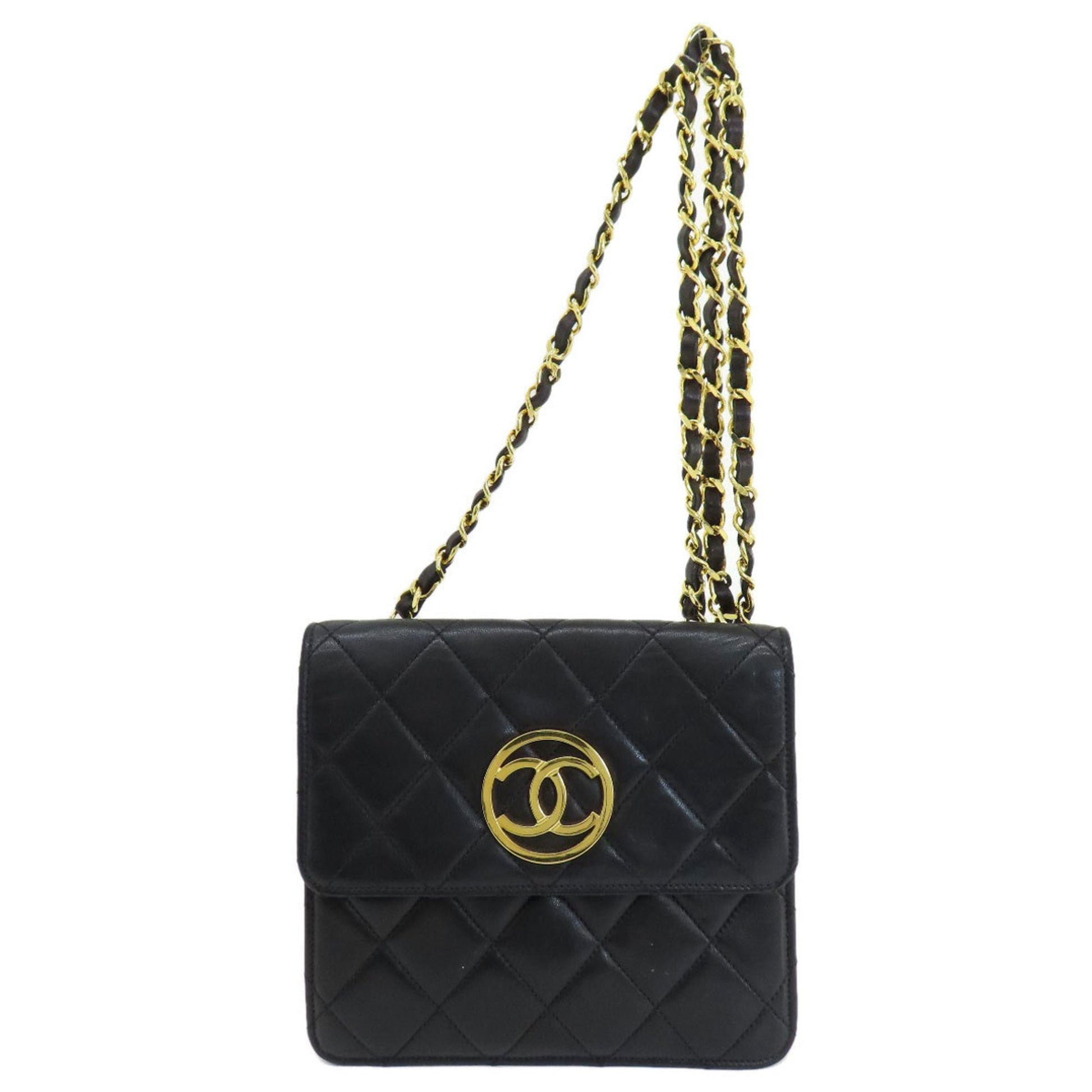 Chanel Coco Mark, Black, Leather, shoulder