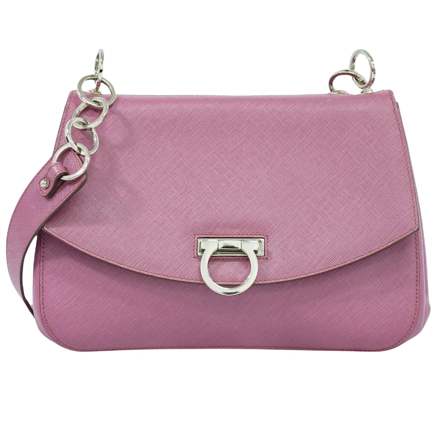 Salvatore Ferragamo Gancini, Pink, Leather, shoulder