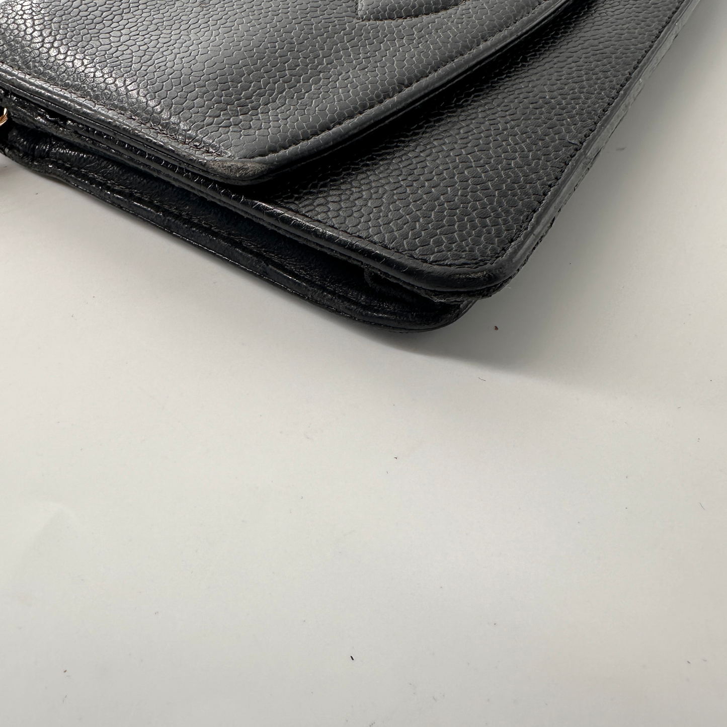 Chanel Wallet On Chain, Black, Leather, shoulder