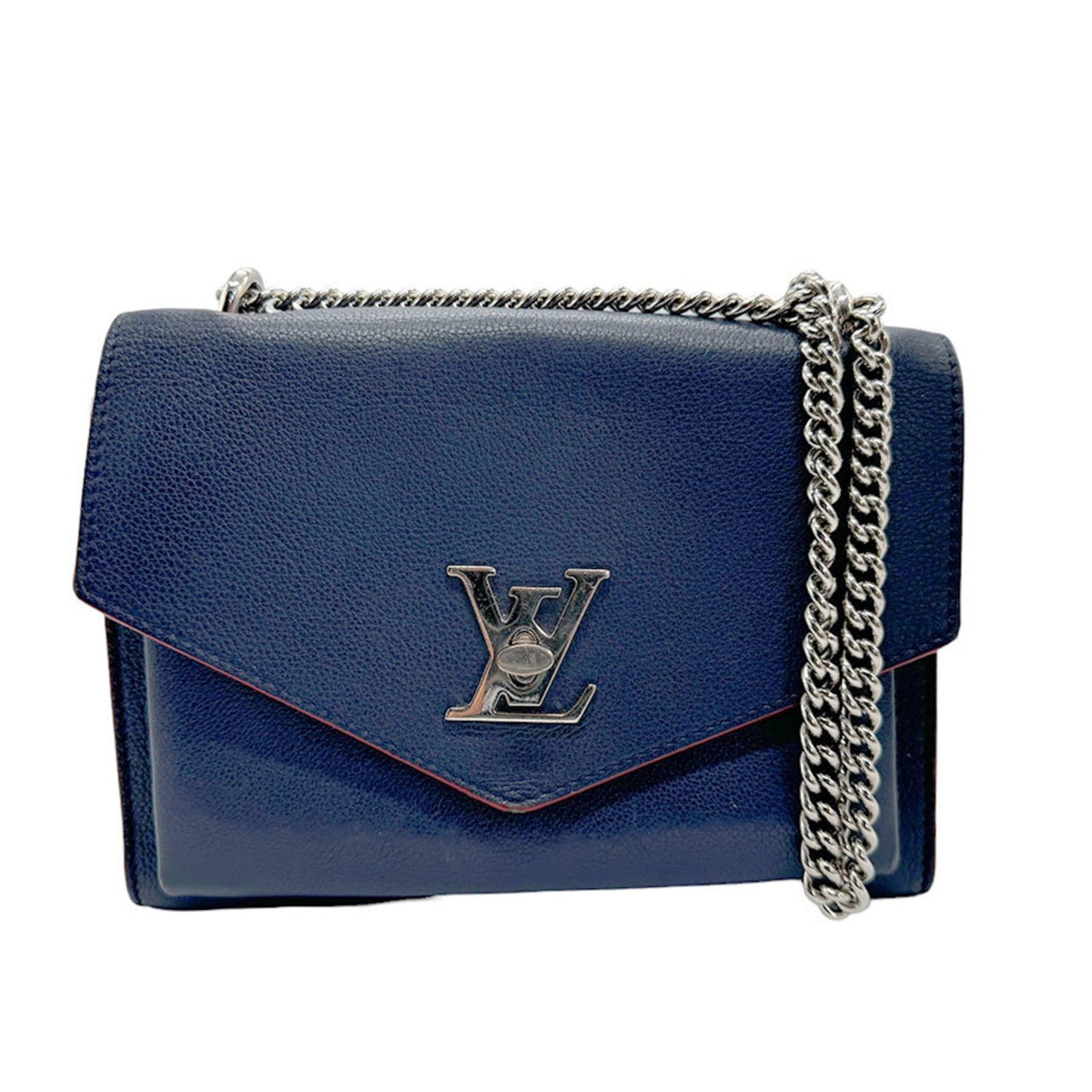 Louis Vuitton Mylockme, Navy, Leather, shoulder