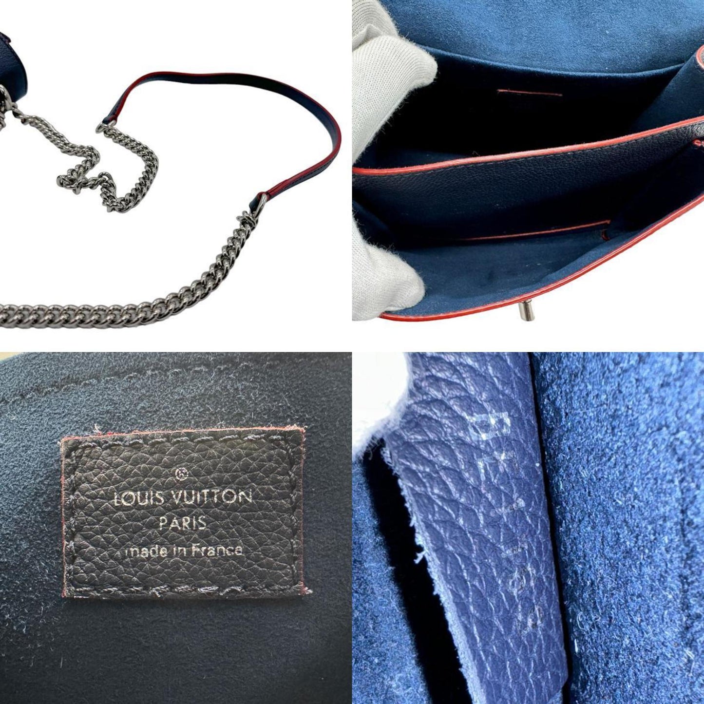 Louis Vuitton Mylockme, Navy, Leather, shoulder