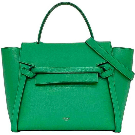 Céline Belt, Green, Leather, tote