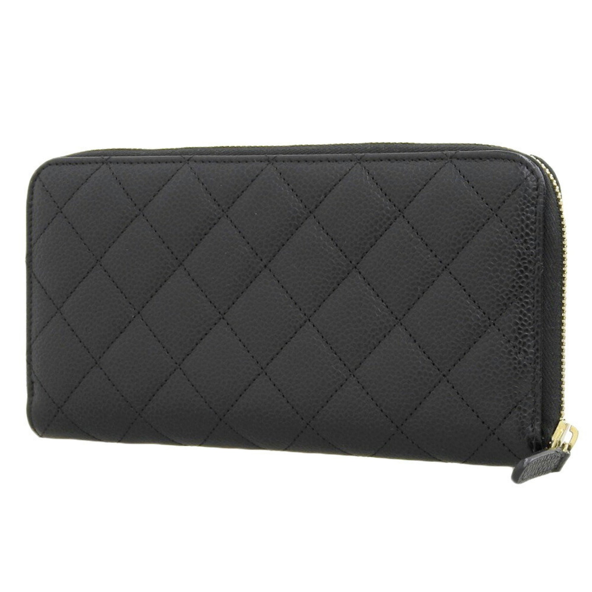 Chanel Coco Mark, Black, Leather, wallet